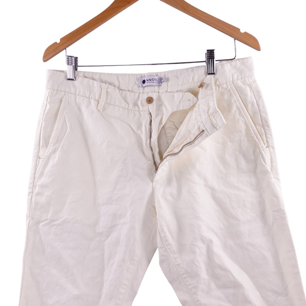 NN07 Karl 1287 Mens Chinos Off White Cotton Linen Italian Fabric 33/32